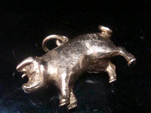 VINTAGE 9CT EDWARDIAN PIG PENDANT 5G - ADDITIONAL PHOTO 2