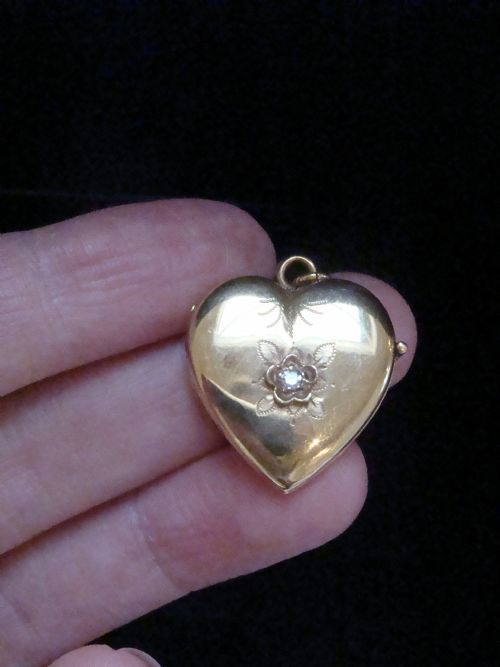 EDWARDIAN 15CT 18CT HIGH CARAT OLD CUT DIAMOND HEART LOCKET - ADDITIONAL PHOTO 2