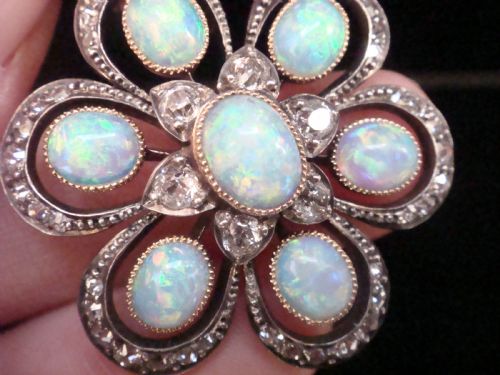 LARGE EDWARDIAN 15CT OPAL DIAMOND PENDANT - ADDITIONAL PHOTO 6