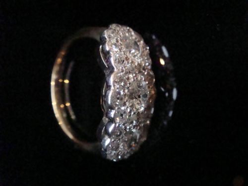 EDWARDIAN 18CT YELLOW GOLD PLATINUM NATURAL OLD CUT DIAMOND 210CT CLUSTER RING - ADDITIONAL PHOTO 1