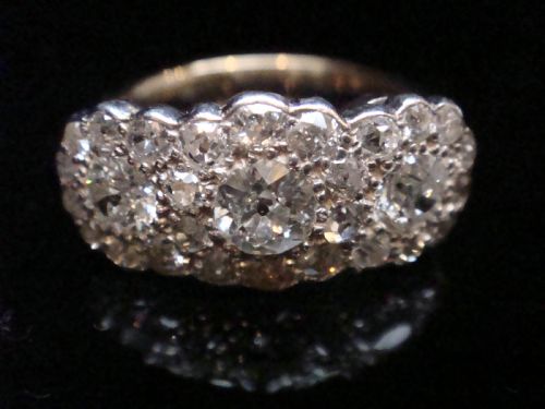 EDWARDIAN 18CT YELLOW GOLD PLATINUM NATURAL OLD CUT DIAMOND 210CT CLUSTER RING - ADDITIONAL PHOTO 4