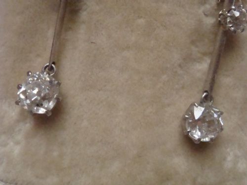 EDWARDIAN 18CT LARGE OLD CUT DIAMOND 170CT DROP EARRINGS - ADDITIONAL PHOTO 4