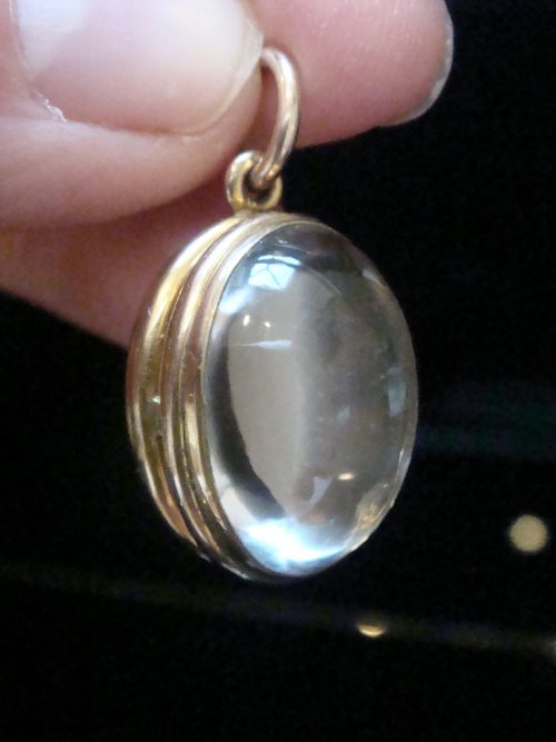 EDWARDIAN 9CT ROLLED GOLD HEAVY THICK ROUNDED POOLS OF LIGHT CRYSTAL LOCKET - ADDITIONAL PHOTO 8