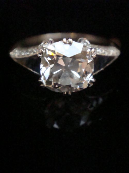 FRENCH ART DECO PLATINUM 180CT TRANSITIONAL CUT DIAMOND SAPPHIRE SOLITAIRE RING - ADDITIONAL PHOTO 13