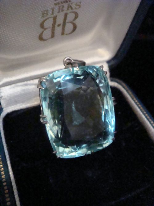EDWARDIAN PLATINUM LARGE SUPERIOR NATURAL AQUAMARINE PENDANT 2500CT - ADDITIONAL PHOTO 1