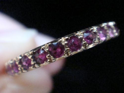 EDWARDIAN 18CT YELLOW GOLD NATURAL RUBY FULL ETERNITY RING SIZE Q 12 - ADDITIONAL PHOTO 1