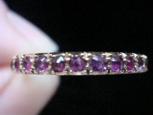 EDWARDIAN 18CT YELLOW GOLD NATURAL RUBY FULL ETERNITY RING SIZE Q 12 - ADDITIONAL PHOTO 2