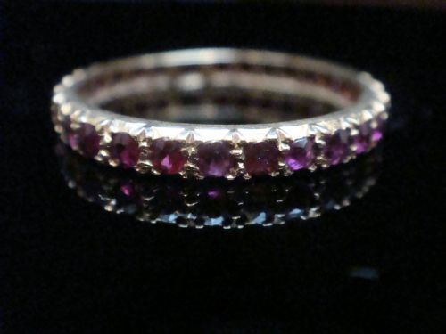 EDWARDIAN 18CT YELLOW GOLD NATURAL RUBY FULL ETERNITY RING SIZE Q 12 - ADDITIONAL PHOTO 3