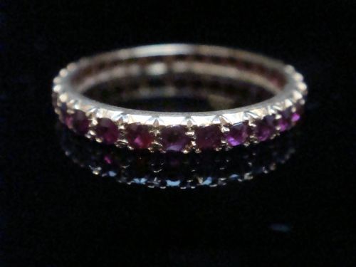 EDWARDIAN 18CT YELLOW GOLD NATURAL RUBY FULL ETERNITY RING SIZE Q 12 - ADDITIONAL PHOTO 5