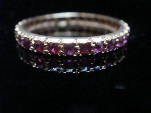 EDWARDIAN 18CT YELLOW GOLD NATURAL RUBY FULL ETERNITY RING SIZE Q 12 - ADDITIONAL PHOTO 8
