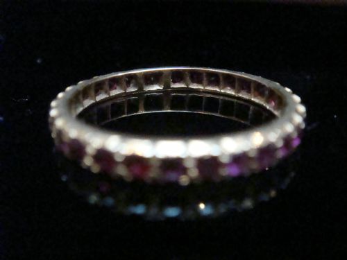 EDWARDIAN 18CT YELLOW GOLD NATURAL RUBY FULL ETERNITY RING SIZE Q 12 - ADDITIONAL PHOTO 9