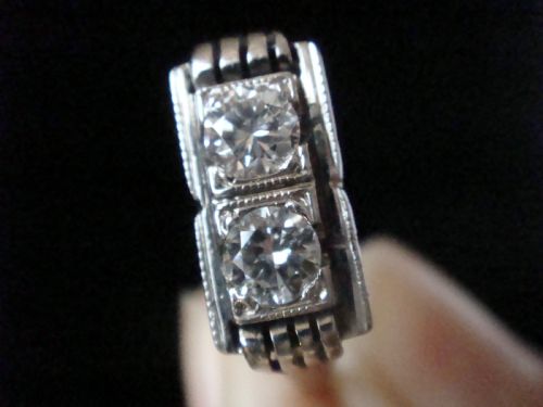 ART DECO 1920S 18CT WHITE GOLD DIAMOND TOI ET MOI RING 040CT - ADDITIONAL PHOTO 5