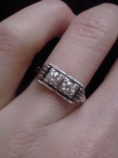 ART DECO 1920S 18CT WHITE GOLD DIAMOND TOI ET MOI RING 040CT - ADDITIONAL PHOTO 6