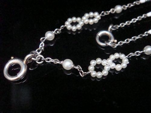 EDWARDIAN PLATINUM ENAMEL NATURAL SALTWATER PEARL CHAIN 21 INCHES - ADDITIONAL PHOTO 3
