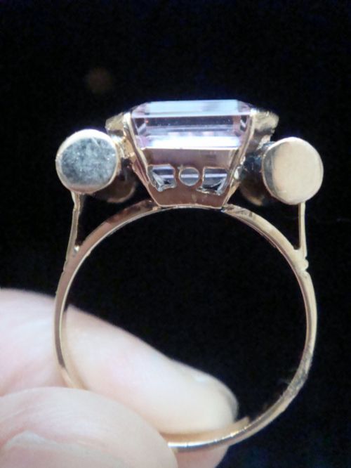 FINE QUALIY RETRO 18CT NATURAL KUNZITE DIAMOND TANK COCKTAIL RING 5G - ADDITIONAL PHOTO 3