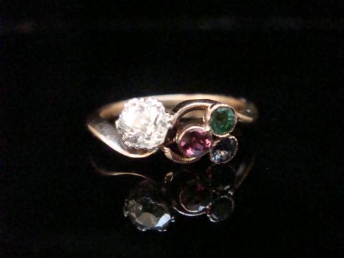 Stunning Quality Edwardian  18ct Sapphire Diamond  Emerald Tourmaline Ring