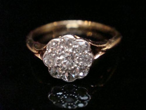 Edwardian 18ct Platinum Diamond Cluster 0.30ct Ring