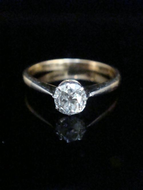 Edwardian 18ct Platinum Diamond Single  Stone 0.40ct Ring 2.2g Size K 1/2
