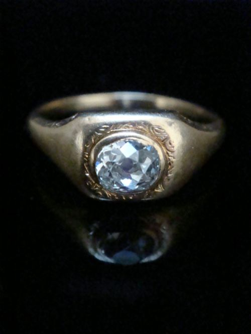 Victorian 18ct Yellow Gold Old Cut Diamond Gypsy Rubover Set Ring 0.50ct