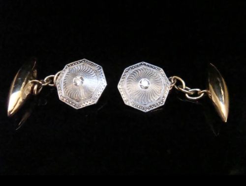 Edwardian 18ct Platinum Old Cut Diamond Cufflinks 7g