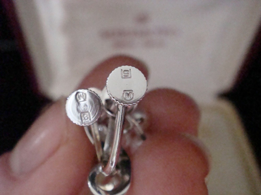 Retro silver original mikimoto cultured pearl earrings with box View IV