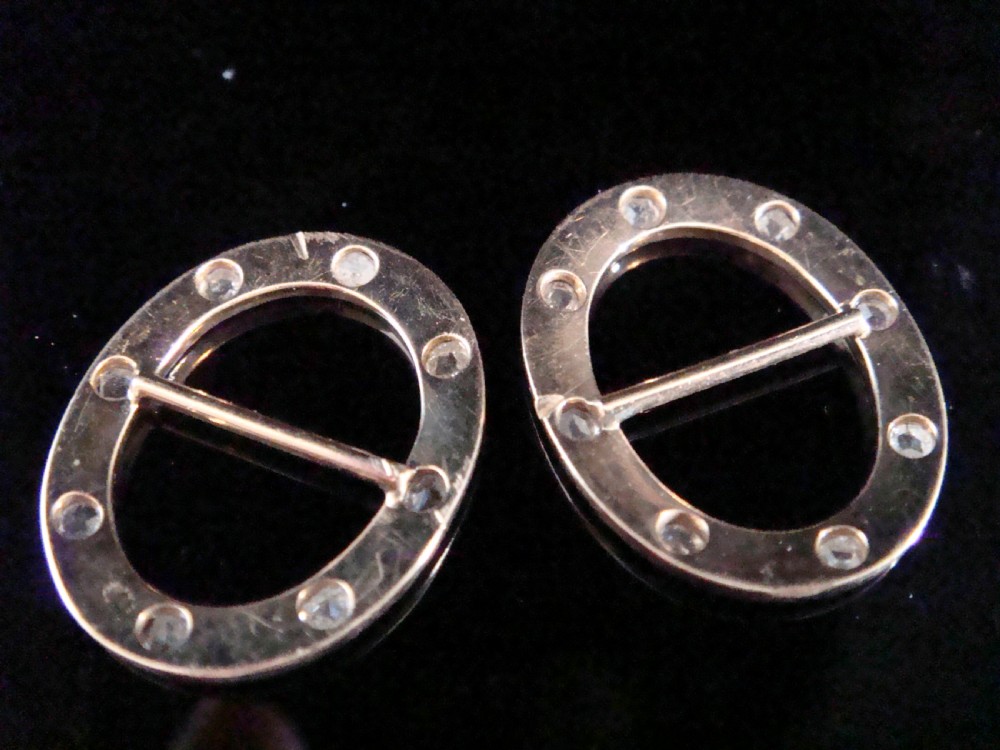 Victorian 9ct rose gold rose cut diamond pair of buckles- Rare View III