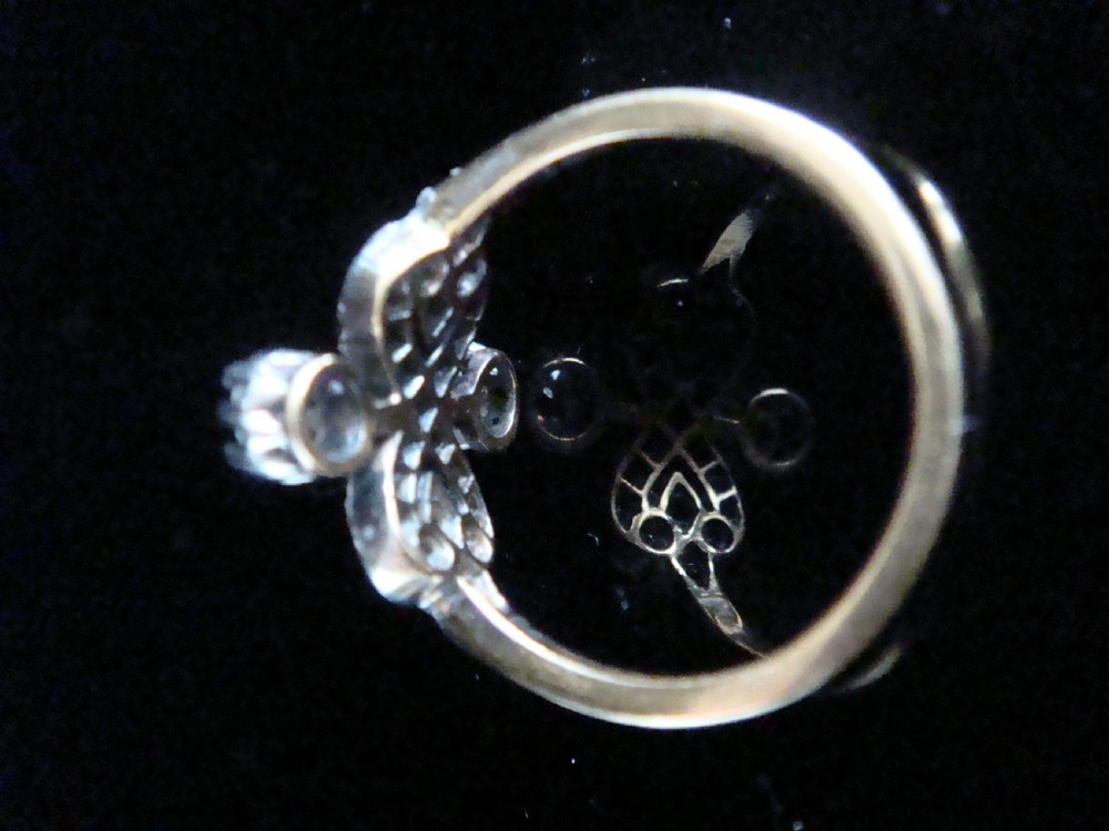 Edwardian 18ct yellow gold platinum old cut toi et moi rose cut diamond ring View III