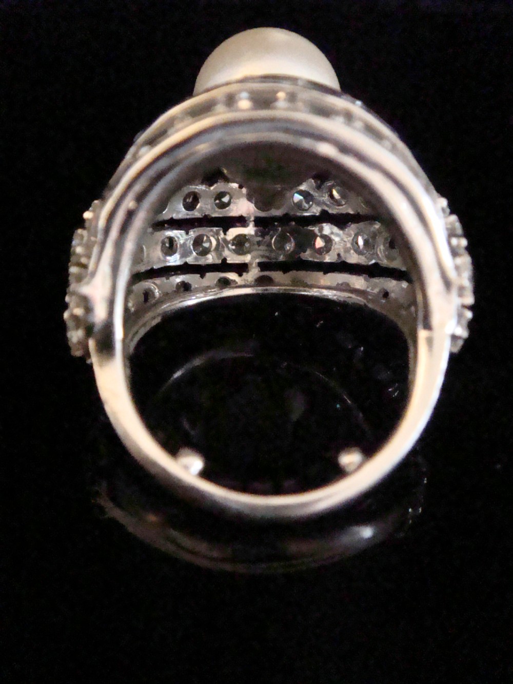RETRO 1960S 14CT NATURAL CULTURED PEARL AND DIAMOND 3.00CT DESIGNER RING 11G View IV