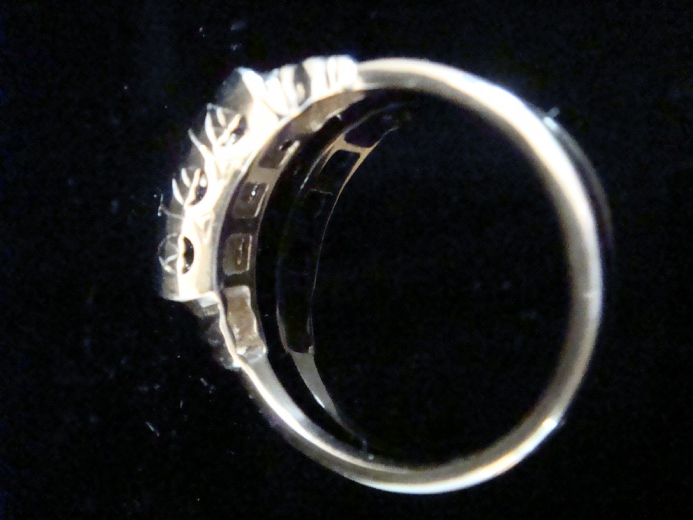 Art deco 18ct yellow gold Platinum old cut diamond 0.30ct trilogy three stone ring View II