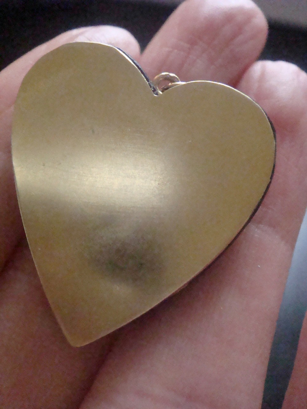 ORIGINAL VERY LARGE VICTORIAN 9CT YELLOW GOLD PIQUE INLAID HEART PENDANT View V