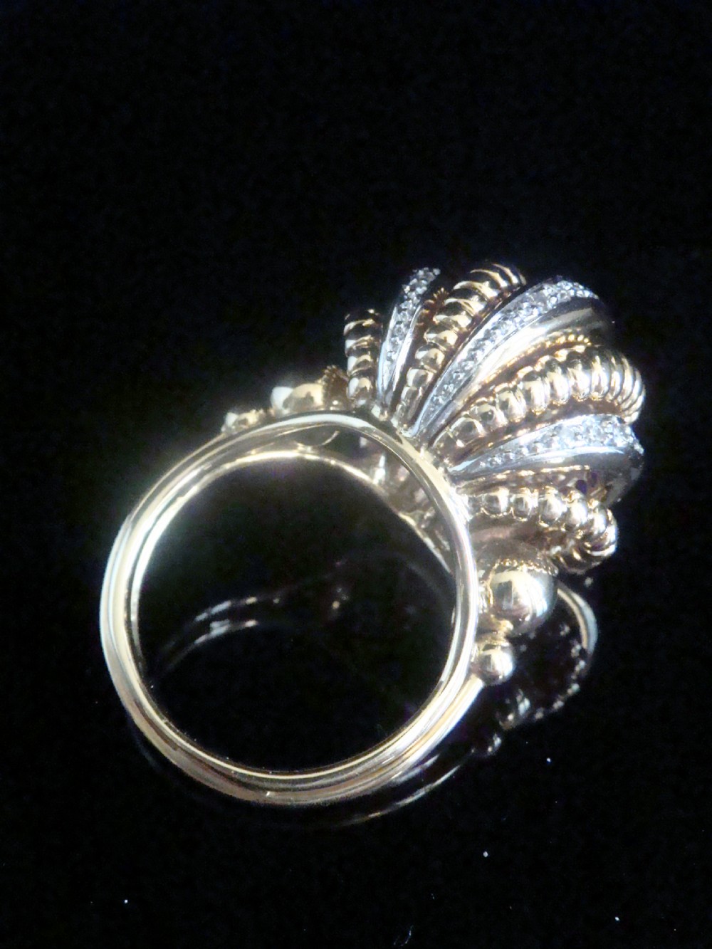 RETRO 1950s 18CT PLATINUM DIAMOND BOMBE SET COCKTAIL DESIGNER RING 15.1g View IV