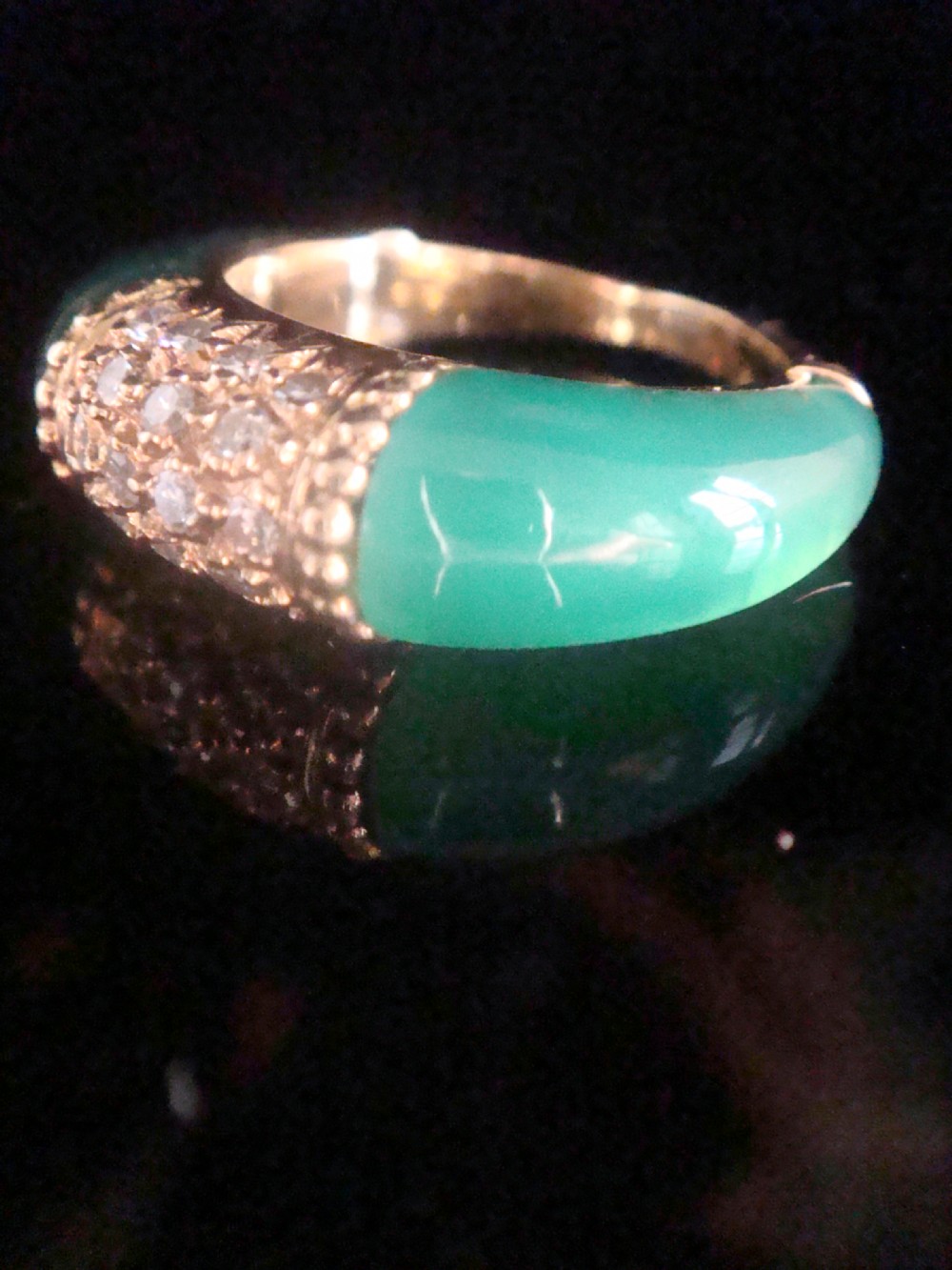 VINTAGE 18CT FRENCH CHALCEDONY DIAMOND STYLE VAN CLEEF ARPELS PHILLIPINES RING View II