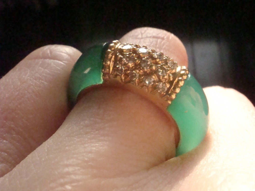 VINTAGE 18CT FRENCH CHALCEDONY DIAMOND STYLE VAN CLEEF ARPELS PHILLIPINES RING View VI
