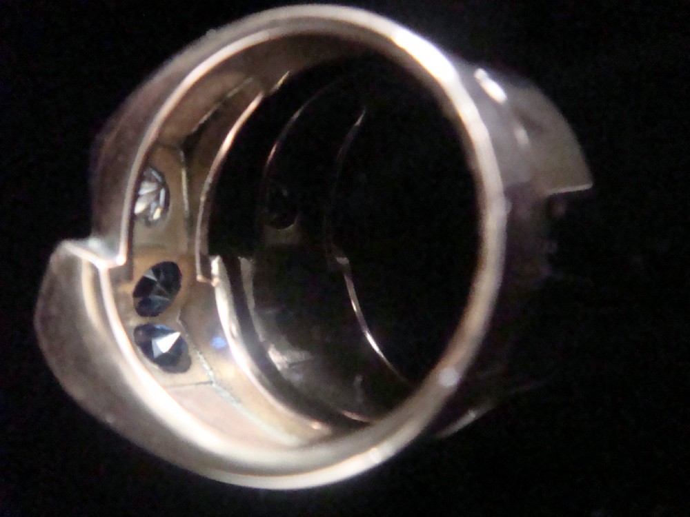 RETRO 1940S FRENCH TANK 18CT PLATINUM SAPPHIRE & DIAMOND 0.40CT PAVE SET RING View III