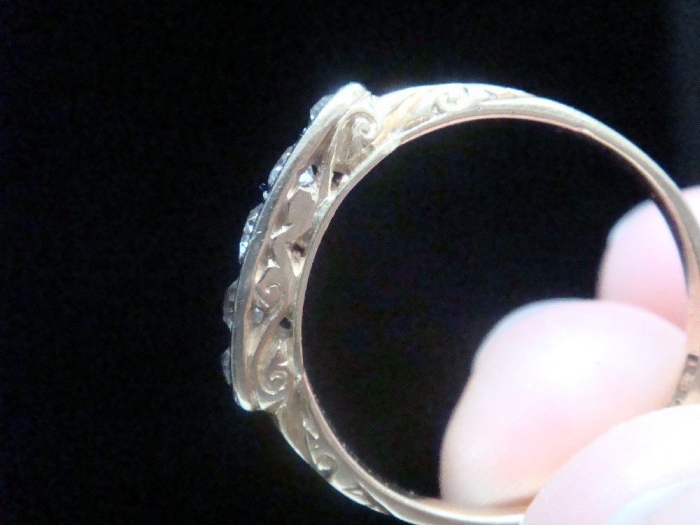 Edwardian Art deco 18ct yellow gold platinum diamond 0.45ct 5 stone ring View II