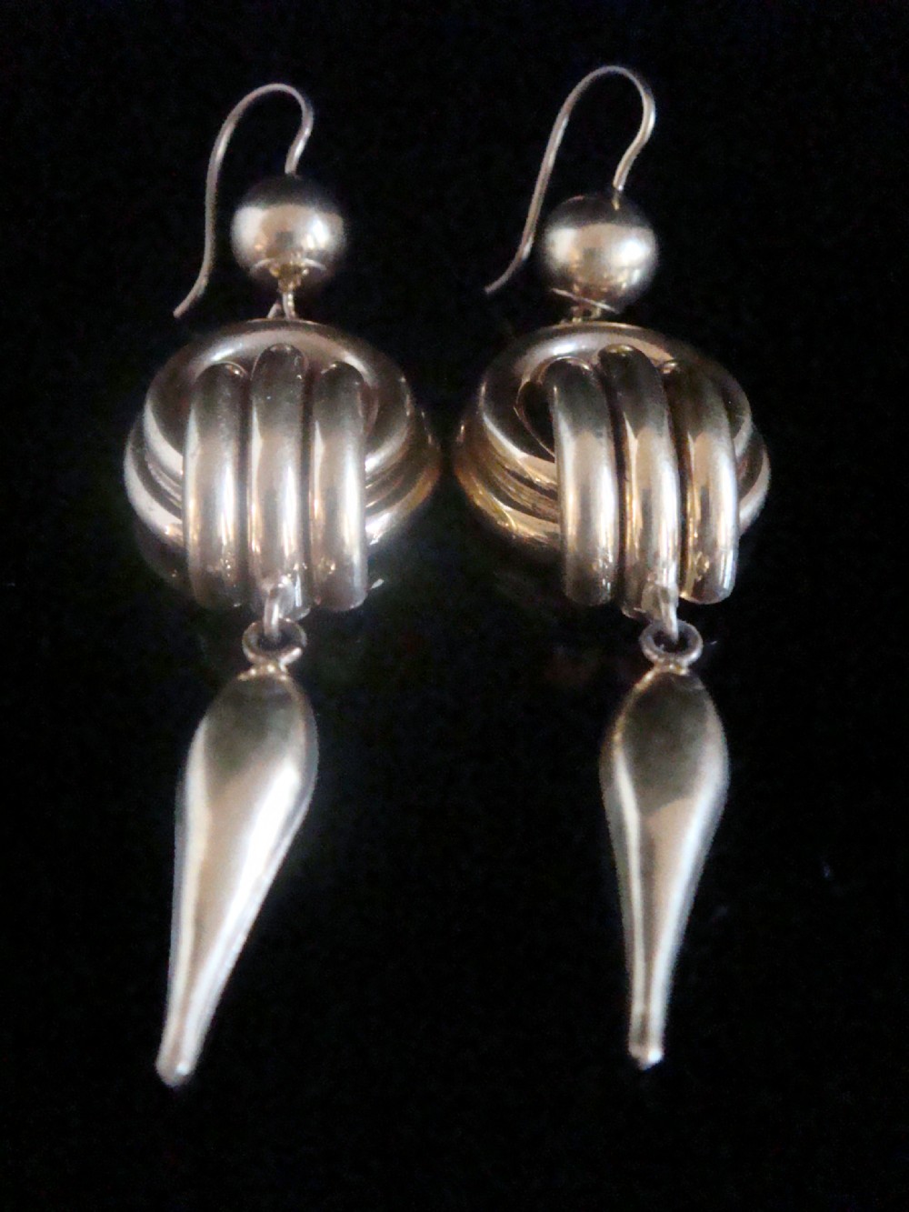 Victorian large 9ct yellow gold dro knot earrings 6.3g Perfect condition