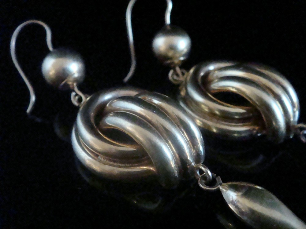 Victorian large 9ct yellow gold dro knot earrings 6.3g Perfect condition View III