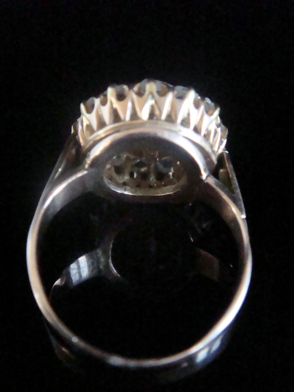 Large Edwardian French 18ct rose gold rose cut diamond and pearl cluster 1.50ct View III