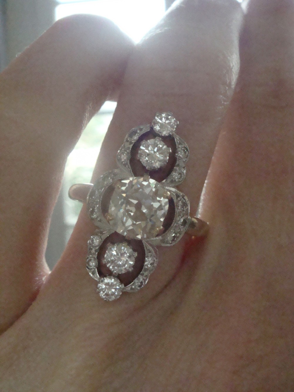 EDWARDIAN FRENCH 18CT YELLOW GOLD DIAMOND 2.38CT MARQUIS  RING 1.40CT CENTRE View VIII