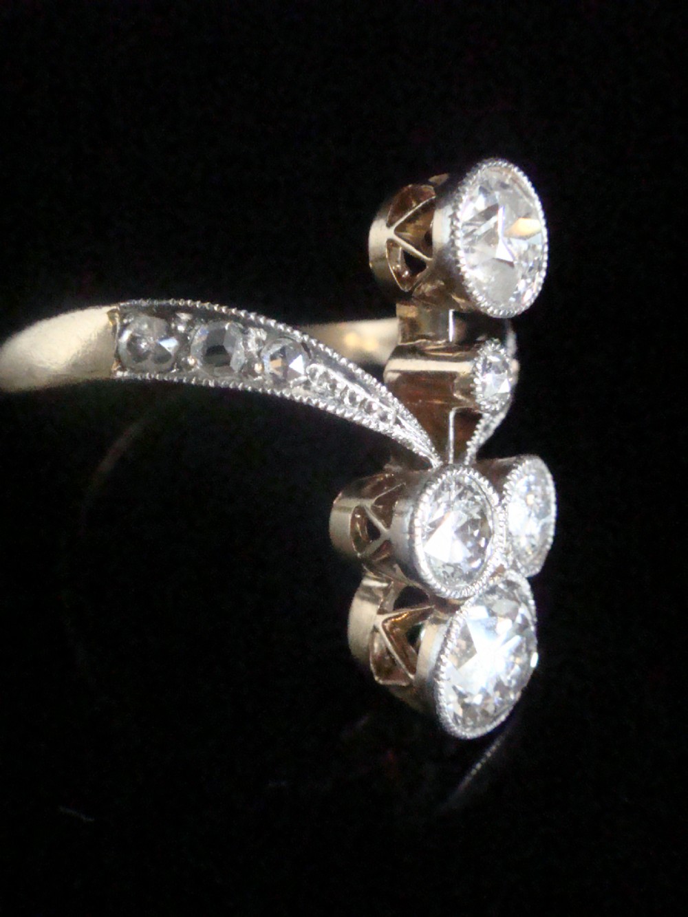 EDWARDIAN FRENCH 18CT YELLOW GOLD PLATINUM TRANSITIONAL CUT DIAMOND RING 1.60CT View II