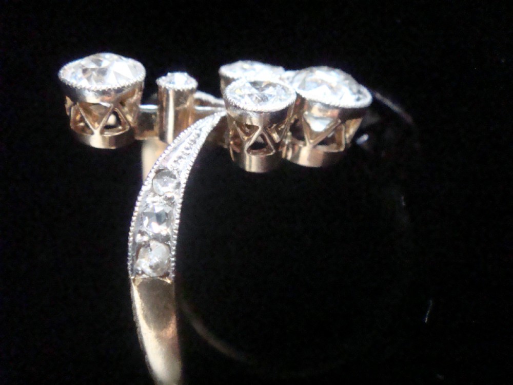 EDWARDIAN FRENCH 18CT YELLOW GOLD PLATINUM TRANSITIONAL CUT DIAMOND RING 1.60CT View III