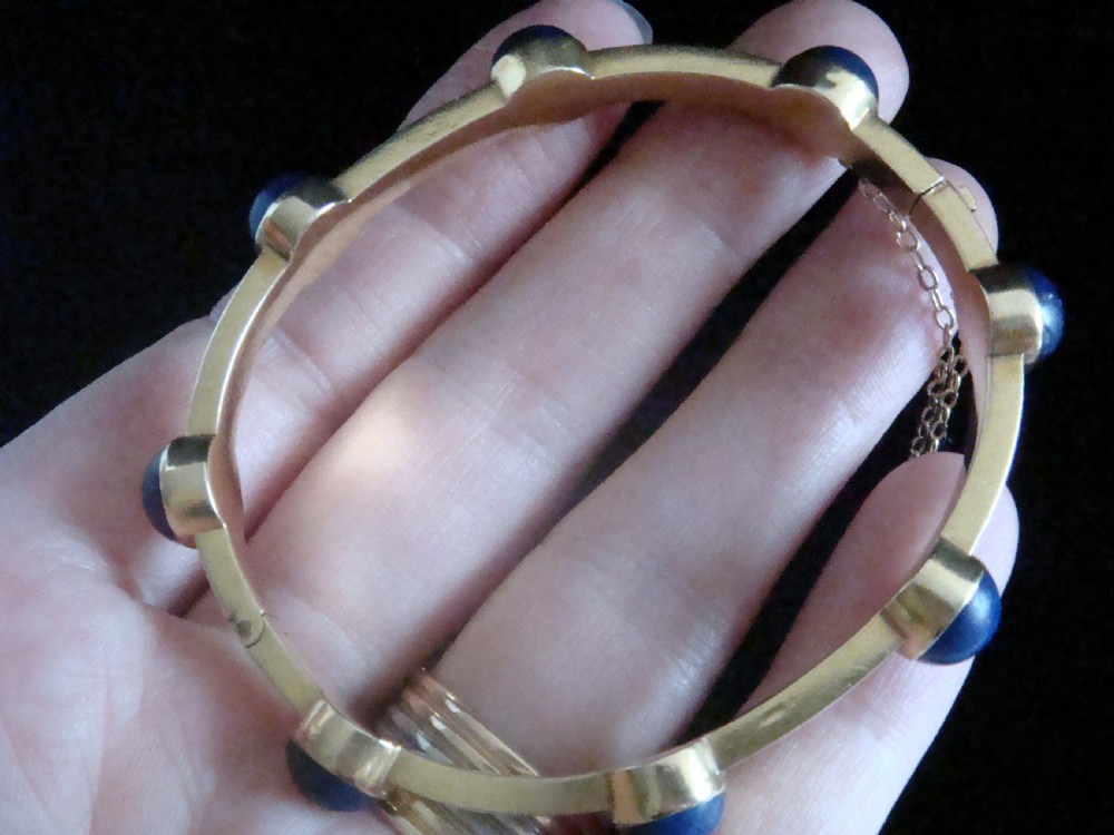 RARE VICTORIAN 15CT LAPIS LAZULI BANGLE PERFECT CONDITION 17.7G View II