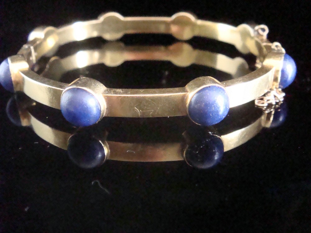 RARE VICTORIAN 15CT LAPIS LAZULI BANGLE PERFECT CONDITION 17.7G