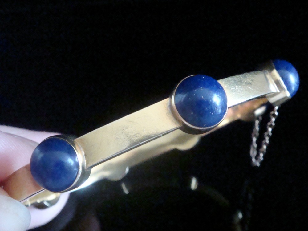 RARE VICTORIAN 15CT LAPIS LAZULI BANGLE PERFECT CONDITION 17.7G View IV