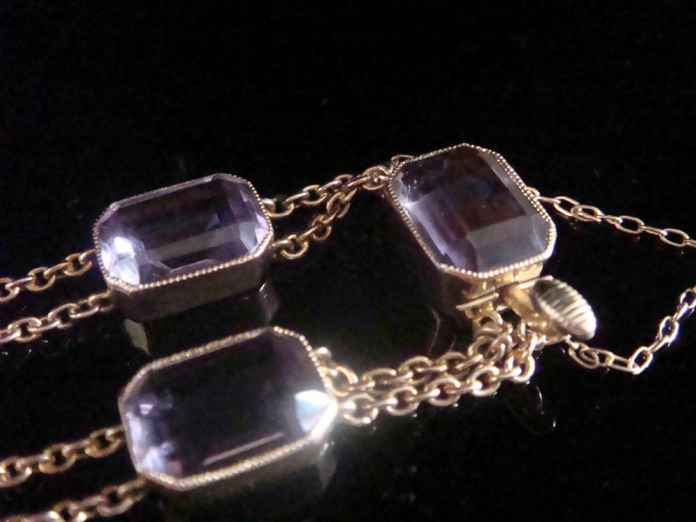 EDWARDIAN 9CT RARE ROSE GOLD EMERALD CUT AMETHYST BRACELET View III