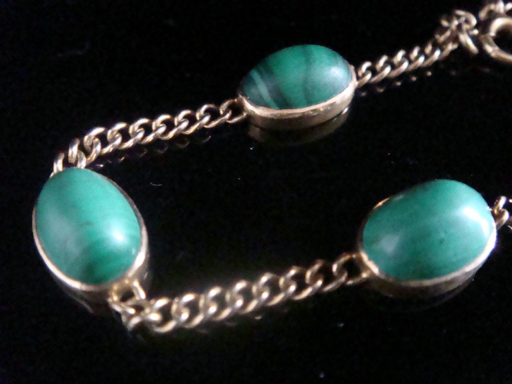 EDWARDIAN 9CT RARE YELLOW GOLD MALACHITE BRACELET View II