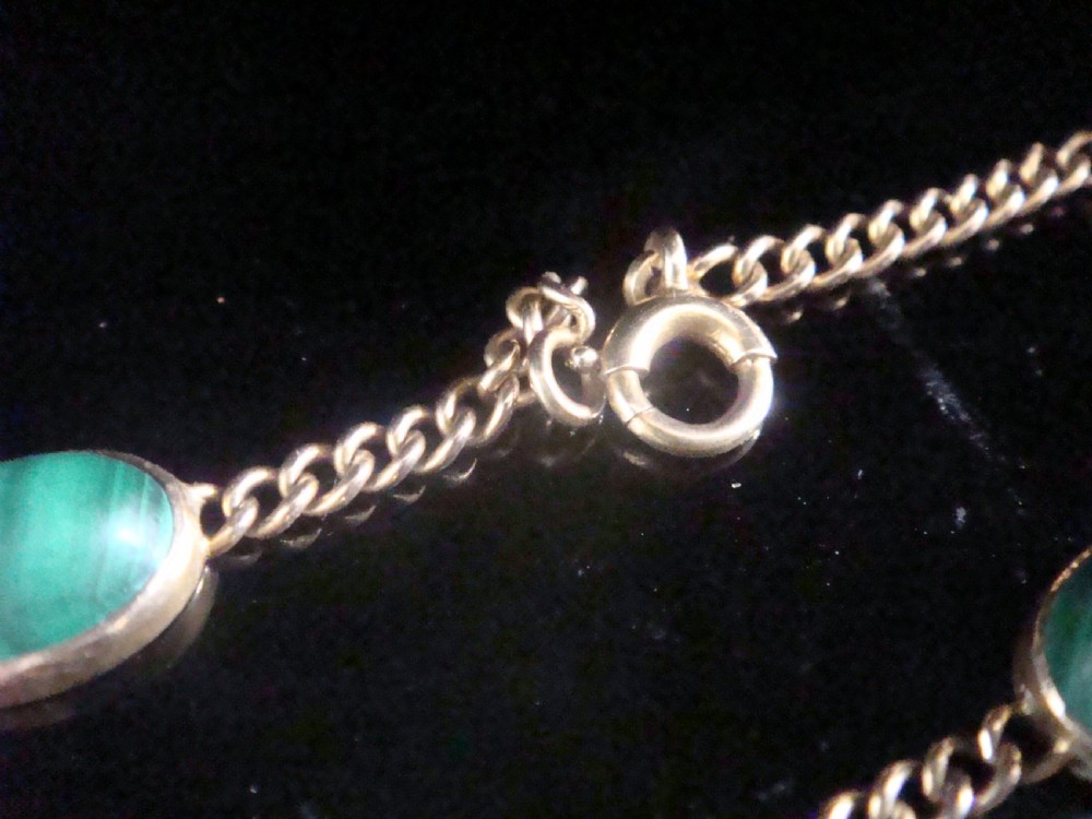 EDWARDIAN 9CT RARE YELLOW GOLD MALACHITE BRACELET View III