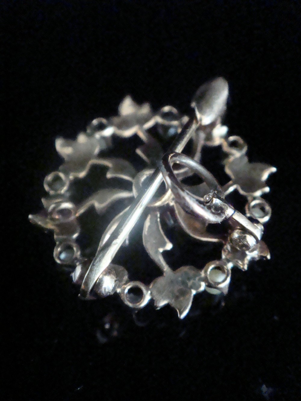 EDWARDIAN 9CT ENAMEL FLOWER WITH CULTURED PEARL DIAMOND NECKLACE & BROOCH View IV