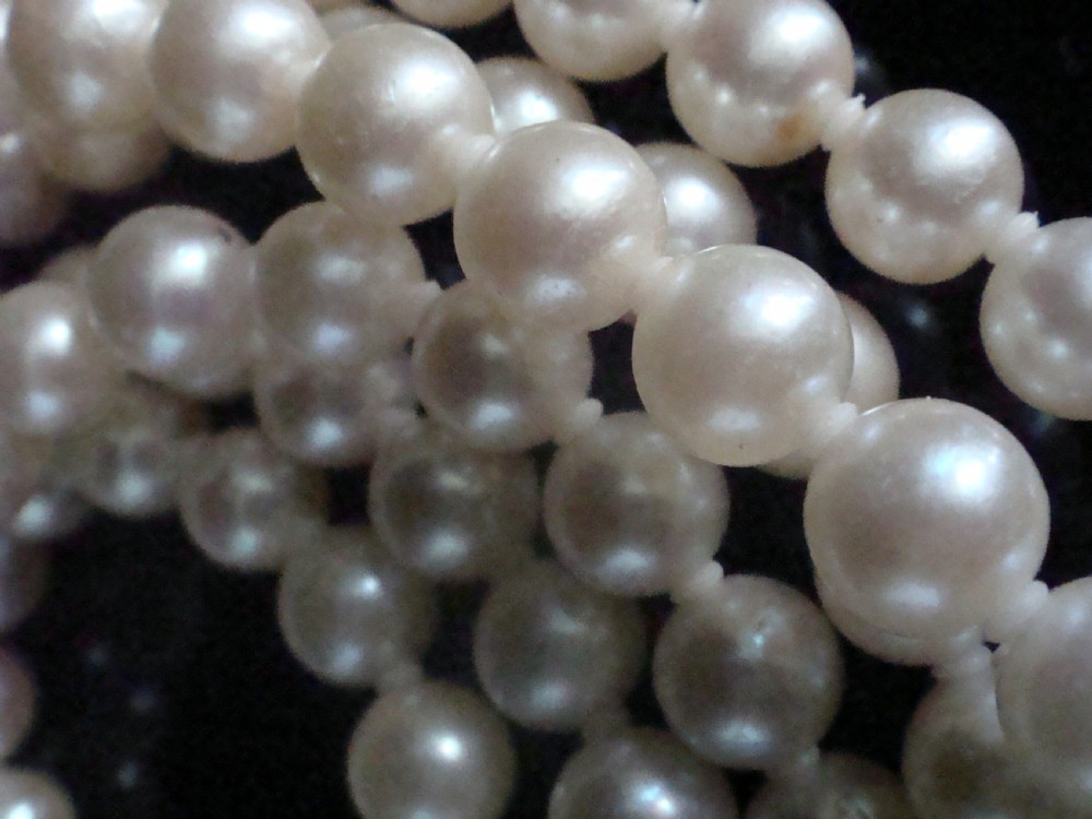 VINTAGE ANTIQUE LONG 14CT NATURAL RUBY 6MM CULTURED PEARL TRIPLE NECKLACE 14