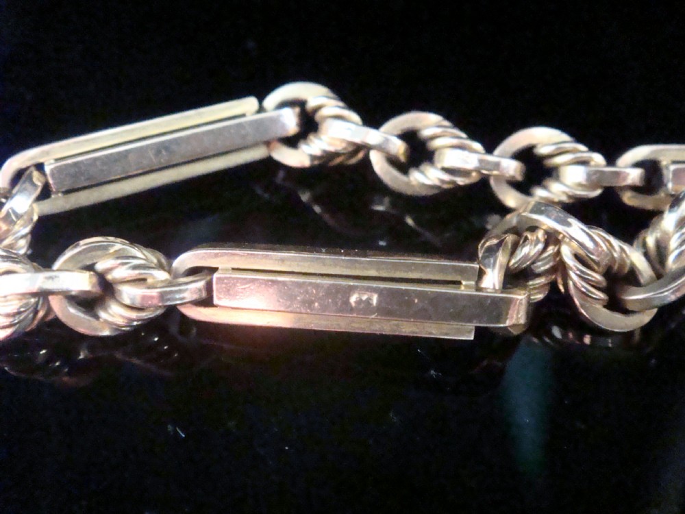 EDWARDIAN 9CT ROSE GOLD FETTER TROMBONE HEART PADLOCK BRACELET 11.6G 7.5 INCHES View II